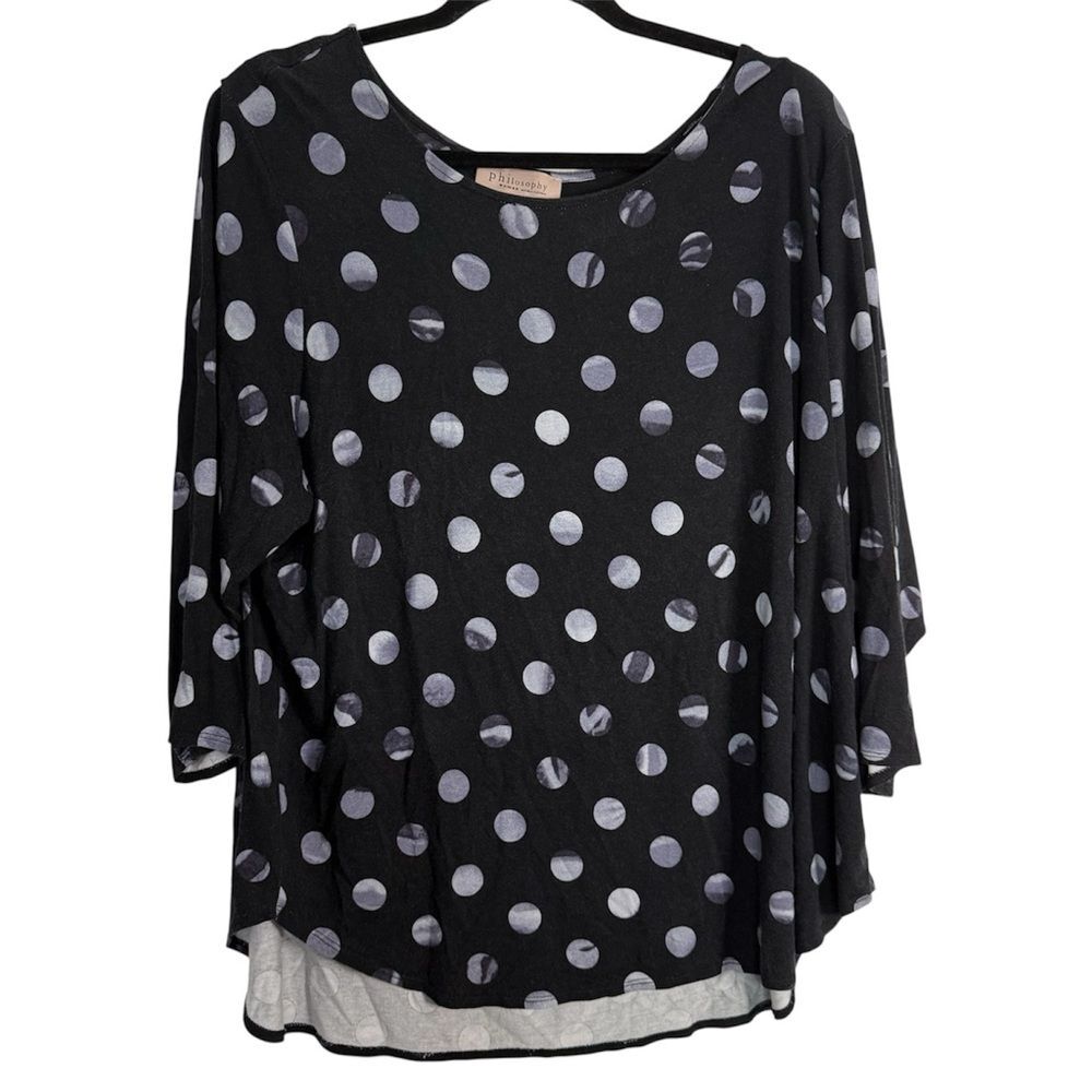 Philosophy Black Blouse with White Polka Dots 2X
